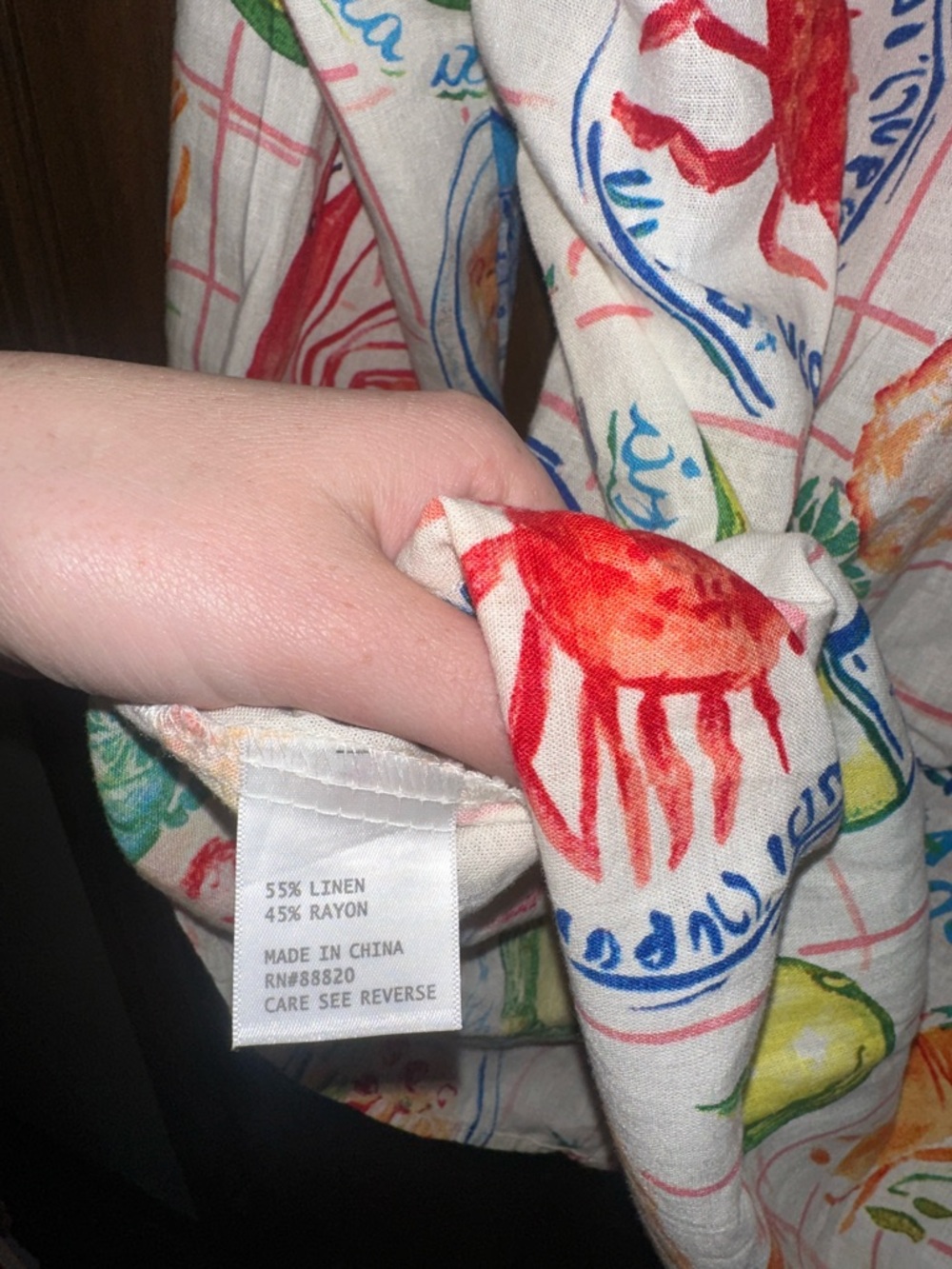 Calypso St. Barth White Linen Button-Up Seafood & Citrus Print Shirt - Picture 6 of 6